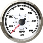 Prędkościomierz uniwersalny 0-55MPH (0-90 km/h) KUS biały z ramką SS  